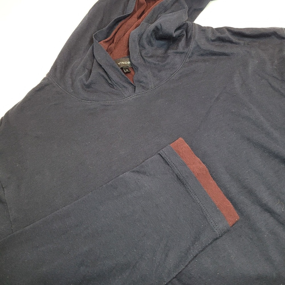 Vince Shirt Men's Medium‎ Blue Red Double Layer Hooded Hoodie Pullover Solid